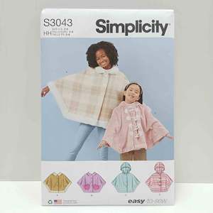 Simplicity Patterns Children: S3043 Children's and Girls Poncho