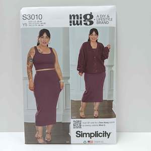 Simplicity Patterns Tops: S3010 Misses Knit Cardigan, Tank Top and Skirt