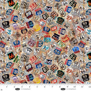 Craft Cotton Fabrics: Historic Highway - Route 66 Signs