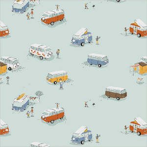 Craft Cotton Fabrics: Bus - Aqua