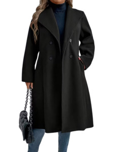 Womens Plus Size Clothing: Plus Size Outerwear Miriama - Double Breasted Wool Like Coat