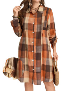 Womens Plus Size Clothing: Plus Size Dress Kelly - Plaid Dress
