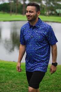 Golf Polos: CA Funky Golf Polo | Blue Berries