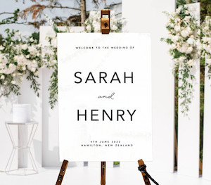 Products: ELEGANT IVORY WEDDING SIGN Custom Cake Toppers