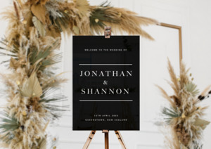 Products: CLASSIC ONYX WEDDING SIGN Custom Cake Toppers
