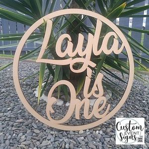 Products: WOODEN RING / HOOP - Kids Birthday (Name / Age) - Custom Event Signs