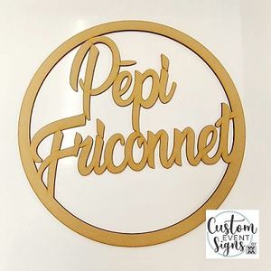 Products: Wooden Ring / Hoop - Pepi and name - Custom Event Signs