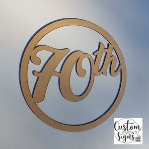 Products: Birthday / Anniversary Round Wooden Sign - Custom Event Signs