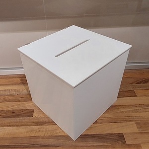 White Acrylic Wishing Well Box Wedding Card & Gift Box - Custom Event Signs
