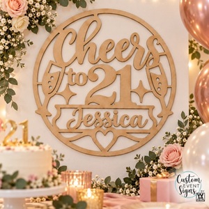 21st Birthday MDF Sign Laser Cut Wooden Birthday Sign NZ - Custom Event Signs