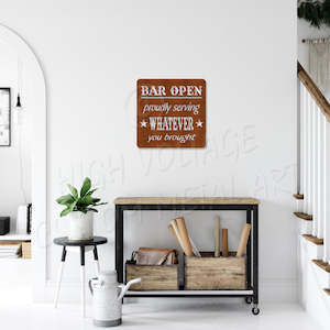 Man Cave Decor: bar open