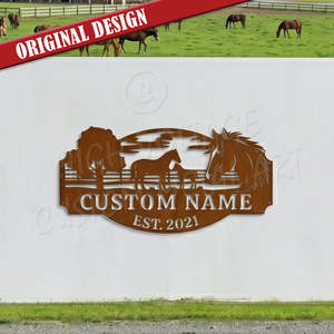 Animals And Insects: custom farm sign - horses