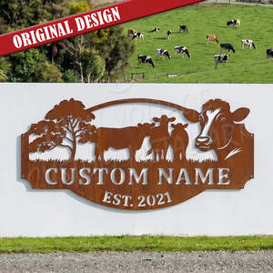 custom farm sign - cows