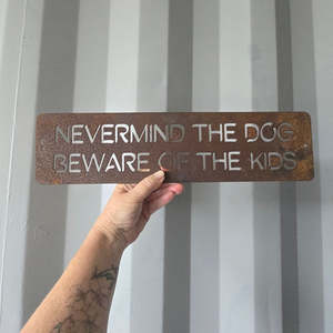 Address Signs Numbers: beware of the kids - corten