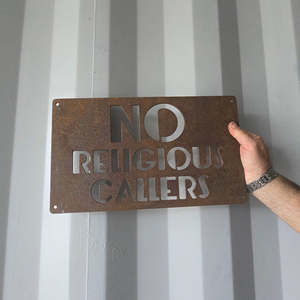 Address Signs Numbers: no religious callers - corten