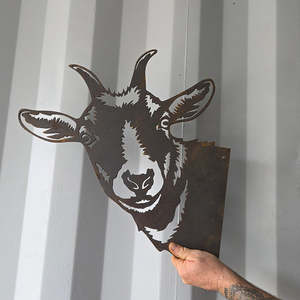 Animals And Insects: peek a boo goat - corten