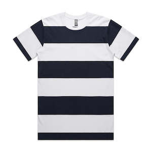 Tee: AS Colour Wide Stripe Tee - White/Navy - XL