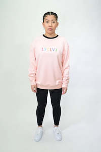Lastlevel: Lastlevel Women's Embroidered Multi Logo Crew - Pale Pink