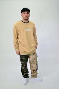 Lastlevel: LastLevel Embroidered Box Logo Premium Crewneck - Tan