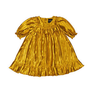 Dresssale Rock Your: Rock Your Kid Gold Pleated Metallic Dress