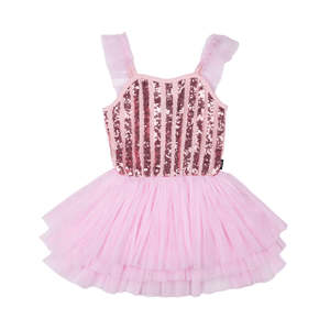 Dresssale Rock Your: Rock Your Kid Pink Stripe Sequin Tulle Leotard Dress