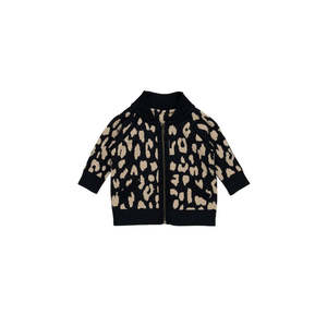 Jackets Coats Outwear Boy: Huxbaby Leopard Reversible Knit Bomber Jacket