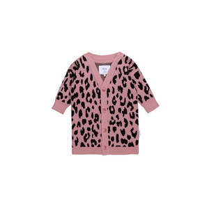 Cardigans Jumpers Girl: Huxbaby Dusty Rose Leopard Knit Cardigan