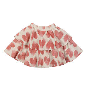 Jelly Mallow Heart Tiered Mini Skirt