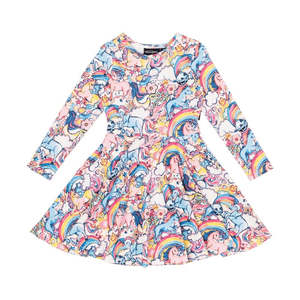 Rock Your Kid Unicorn Spectrum LS Waisted Dress