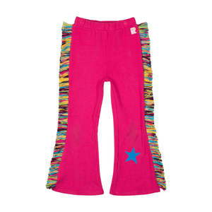 Rock Your Kid Pink Parade High Waisted Flares With Fringing