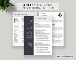 Products: CV Bundle, CV Templates, Professional Curriculum Vitae, MS Word CV Template, Minimalist CV Format, Cover Letter, Creative Resume, Best Resume, Instant Download – Andrea CV Bundle – CVTemplates.co.nz