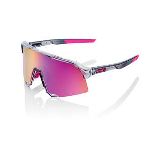 Sunglasses: 100% S3 - Polished Translucent Grey - Purple Mirror