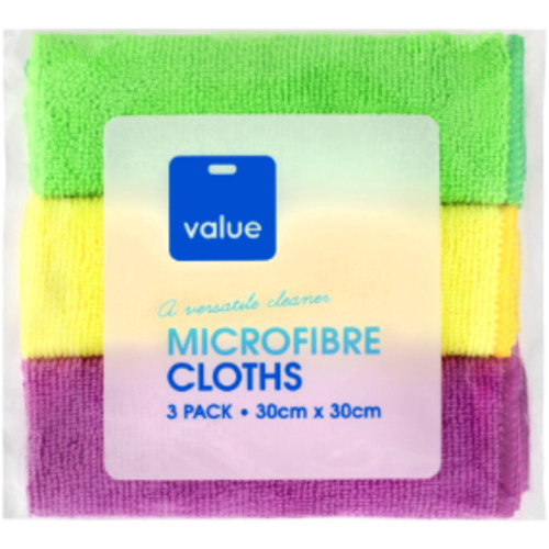 Cleaning Chemicals: Value Microfibre Cloths 3pk