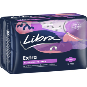 Toiletries: Libra Extra Goodnights Pads With Wings 10pk