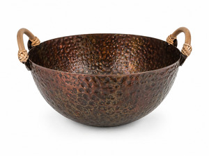 Antique Copper Decorative Bowl with Handles