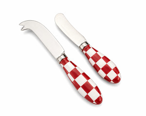 Red Check Cheese Knife Set (2 Piece)