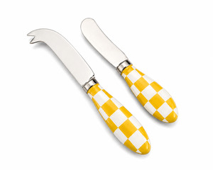 Yellow Check Cheese Knife Set (2 Piece)