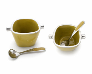 Mustard Condiment Bowl with Spoon