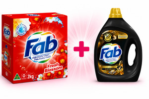 Cleaning Chemicals: Fab Combo - Surf Laundry Detergent 2 kg Powder plus Gold Absolute Liquid Laundry Detergent – 1.8L