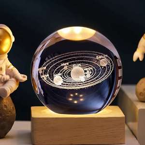 3D Crystal Ball Night Light – Solar System & Galaxy LED Lamp