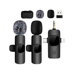 K15 Wireless Lavalier Microphones Dual Mics with Clear Audio