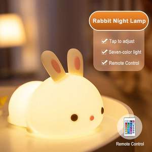 Cute Kids Night Light Silicone Bunny or Cat Lamp Remote