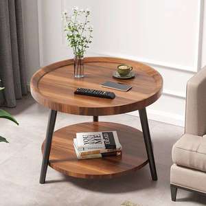 Products: Stylish & Practical Round Wooden Coffee Table with Shelf
