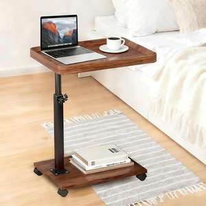 Premium Rolling Height Adjustable Side Table with Wheels