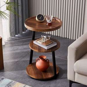 Elegant Modern 3 Tier Round Side Table with Practical Storage