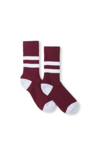 Cotton Athletic Sock - Maroon Stripe