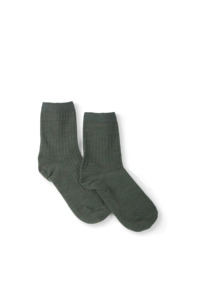 Merino Half Crew - Olive Melange