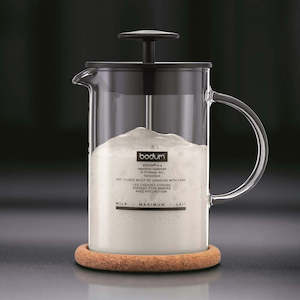 Coffee Cups Mugs Glasses Accessories: Bodum Latteo Milk Frother with Glass Handle Black 250ml