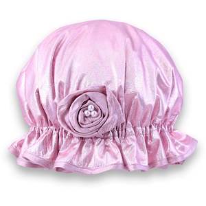 Shower Caps: Rose Pink Lamé Shower Cap