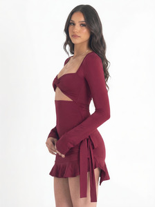 Lana Mini Dress in Burgundy